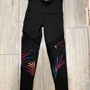 Black Leggings with Colorful Abstract Design